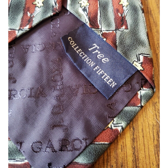 J.Garcia Men's Abstract Red Floral Silk Necktie Tree Collection 15 - Picture 4 of 6